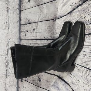 ecco Black York Tail Calf Boots Chunky Heels
